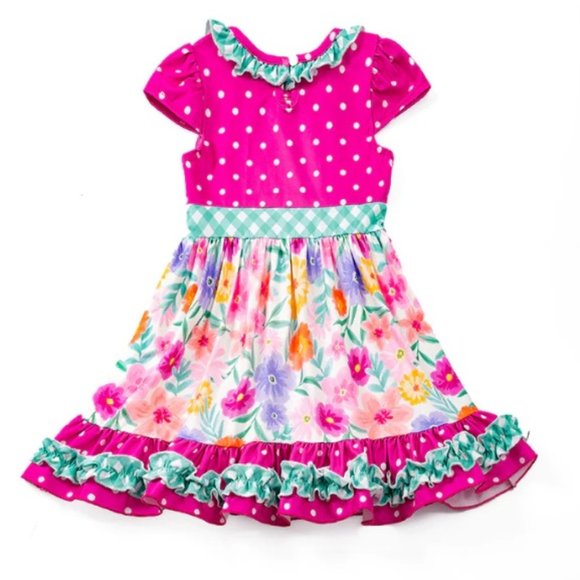 Boutique Floral Sleeveless Ruffle Dress Easter - Picture 5 of 6